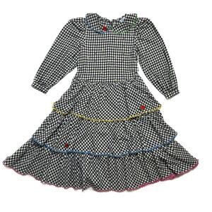 Mousefeathers Vintage Ruffled Tiered Checkered Midi Dress Juniors 8 Cottagecore
